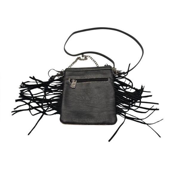 P&G Western Faux Leather Fringed Messenger Bag Texas Flag - Picture 3 of 5